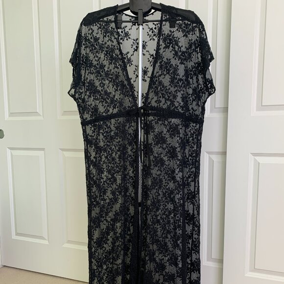 Share Torrid Black Sheer Lace Kimono Coverup Duster Cardigan Boho Festival Size - Picture 1 of 11